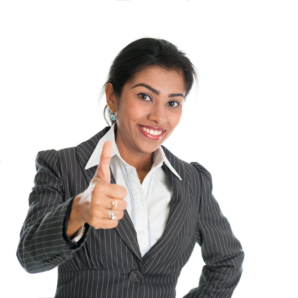 Professional Woman Posing with a Thumb Up 